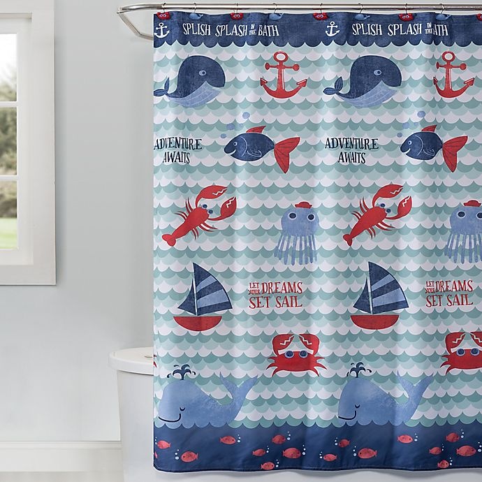 slide 1 of 1, Saturday Knight Set Sail Shower Curtain - Blue, 1 ct