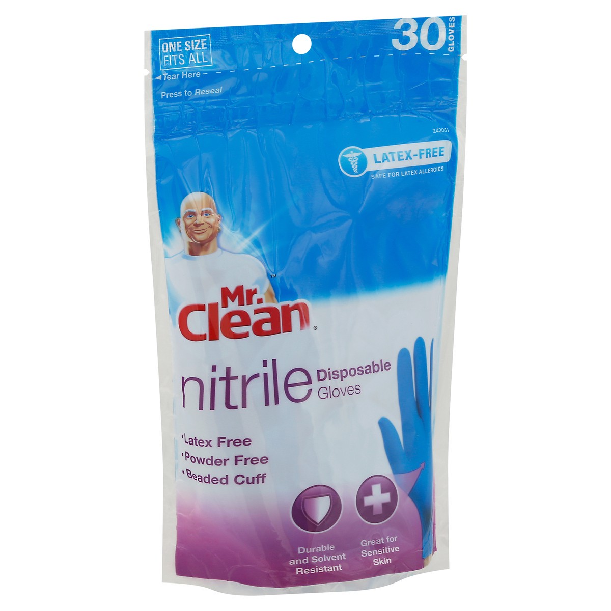 slide 5 of 11, Mr. Clean Latex-Free Nitrile Disposable One Size Fits Most Gloves 30 Each, 30 ct