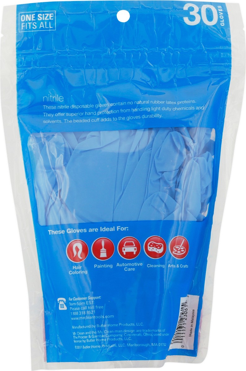 slide 3 of 11, Mr. Clean Latex-Free Nitrile Disposable One Size Fits Most Gloves 30 Each, 30 ct