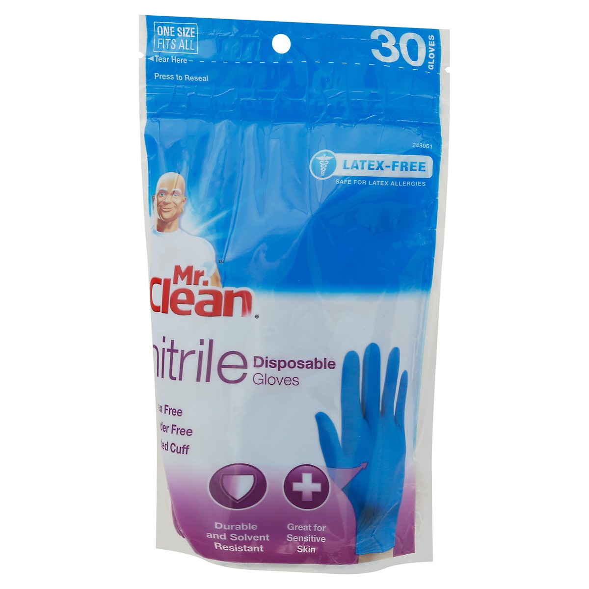 slide 9 of 11, Mr. Clean Latex-Free Nitrile Disposable One Size Fits Most Gloves 30 Each, 30 ct