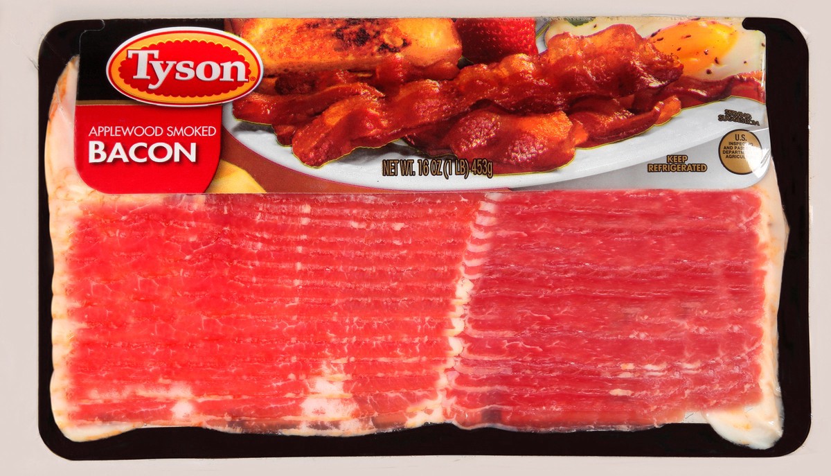 slide 9 of 10, Tyson Applewood Smoked Bacon, 16 oz., 453.59 g