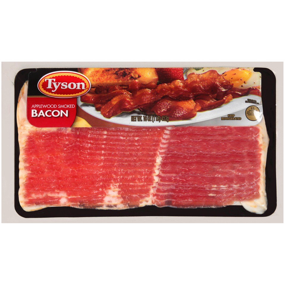 slide 3 of 10, Tyson Applewood Smoked Bacon, 16 oz., 453.59 g