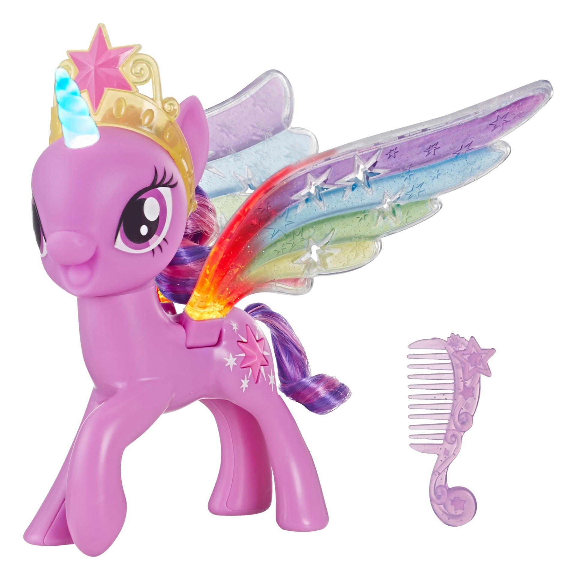 slide 1 of 2, My Little Pony Rainbow Wings Twilight Sparkle Pony Figure With Lights And Moving Wings, 1 ct