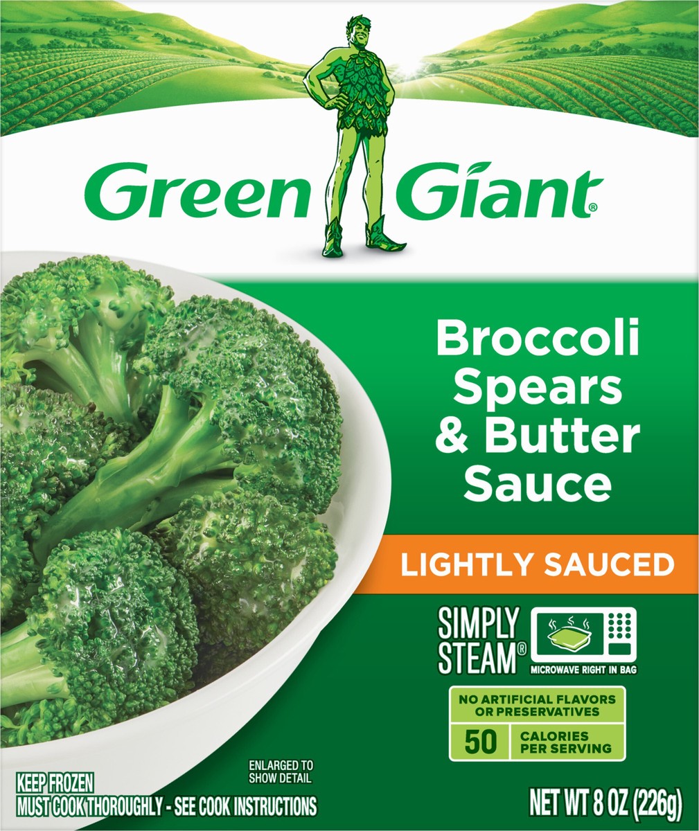 slide 2 of 8, Green Giant Lightly Sauced Broccoli, Spears & Butter Sauce 8 oz, 8 oz