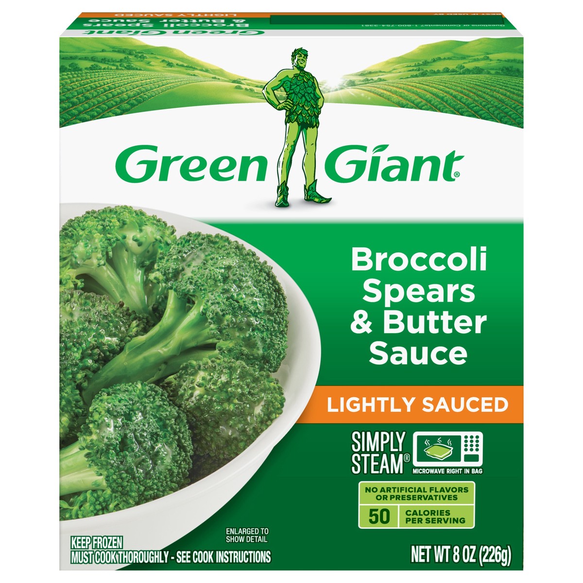 slide 1 of 8, Green Giant Lightly Sauced Broccoli, Spears & Butter Sauce 8 oz, 8 oz