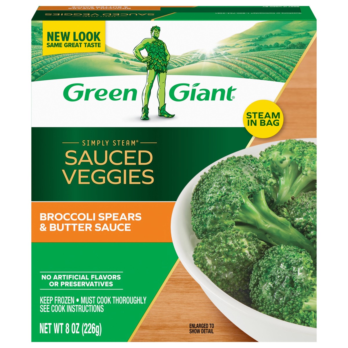 slide 1 of 8, Green Giant Simply Steam Sauced Veggies, Broccoli Spears & Butter Sauce, 8 oz, 8 oz