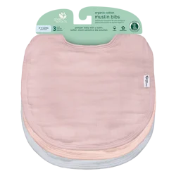 GREEN SPROUTS Organic Cotton Muslin Bibs -Rose Set-0-12 mo