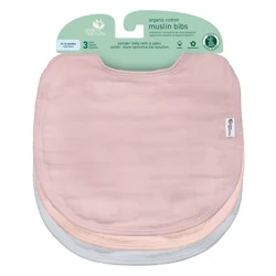 Green Sprouts Organic Cotton Muslin Bibs (3pk) Rose Set - 0-12 mo