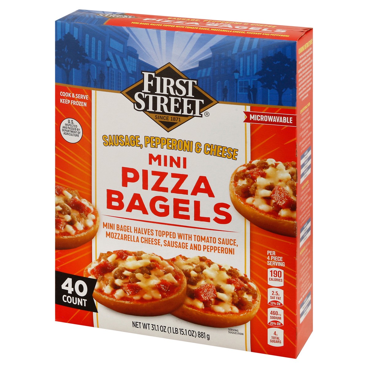 slide 4 of 16, First Street Fs/Cg Mini Pizza Bagel Combination, 40 ct