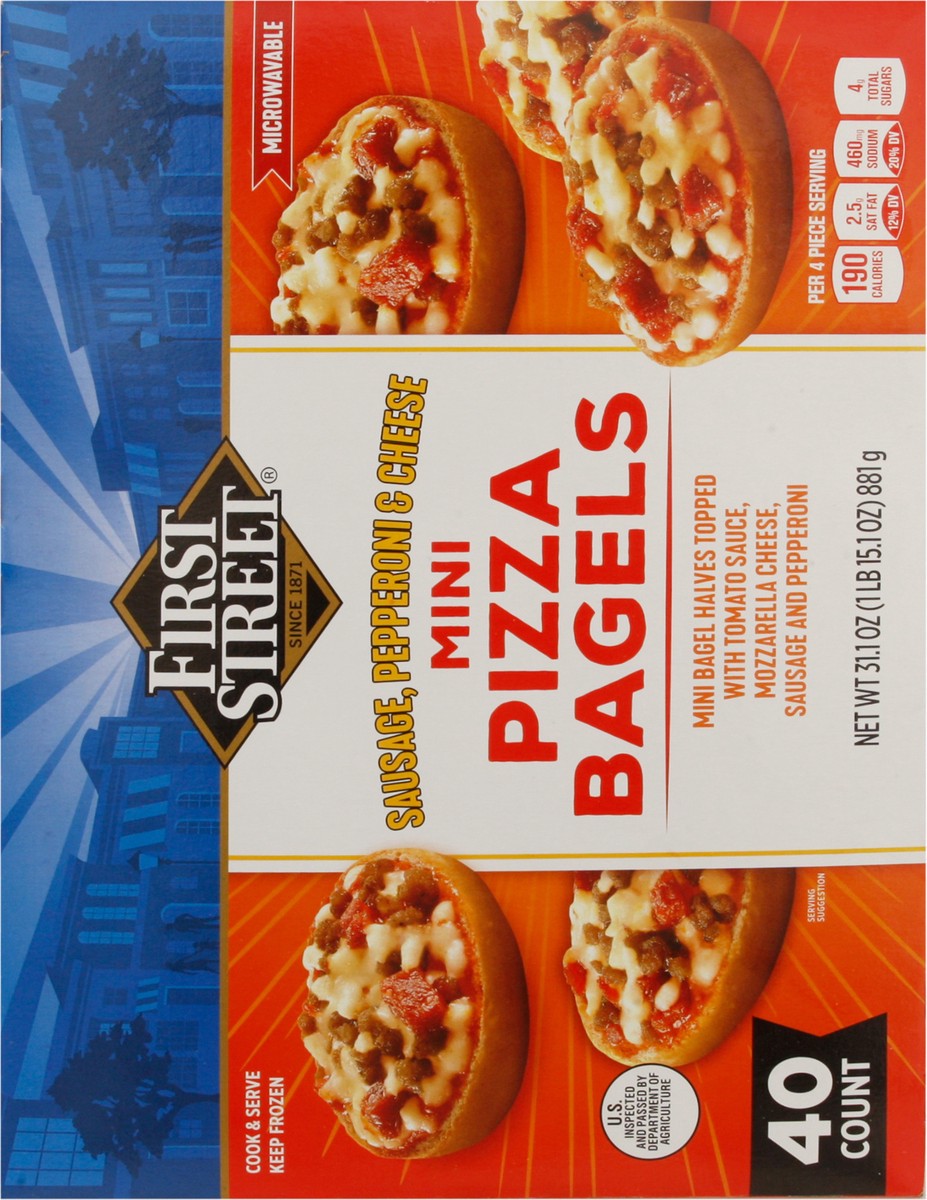 slide 11 of 16, First Street Fs/Cg Mini Pizza Bagel Combination, 40 ct