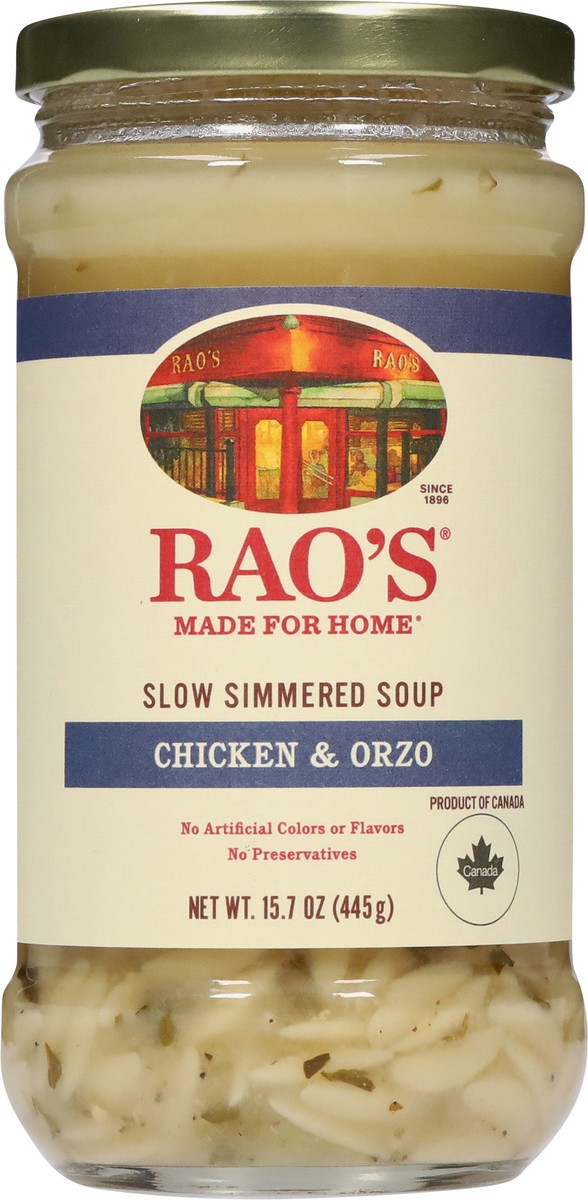 slide 11 of 13, Rao's Made for Home Slow Simmered Chicken & Orzo Soup 15.7 oz, 15.7 oz