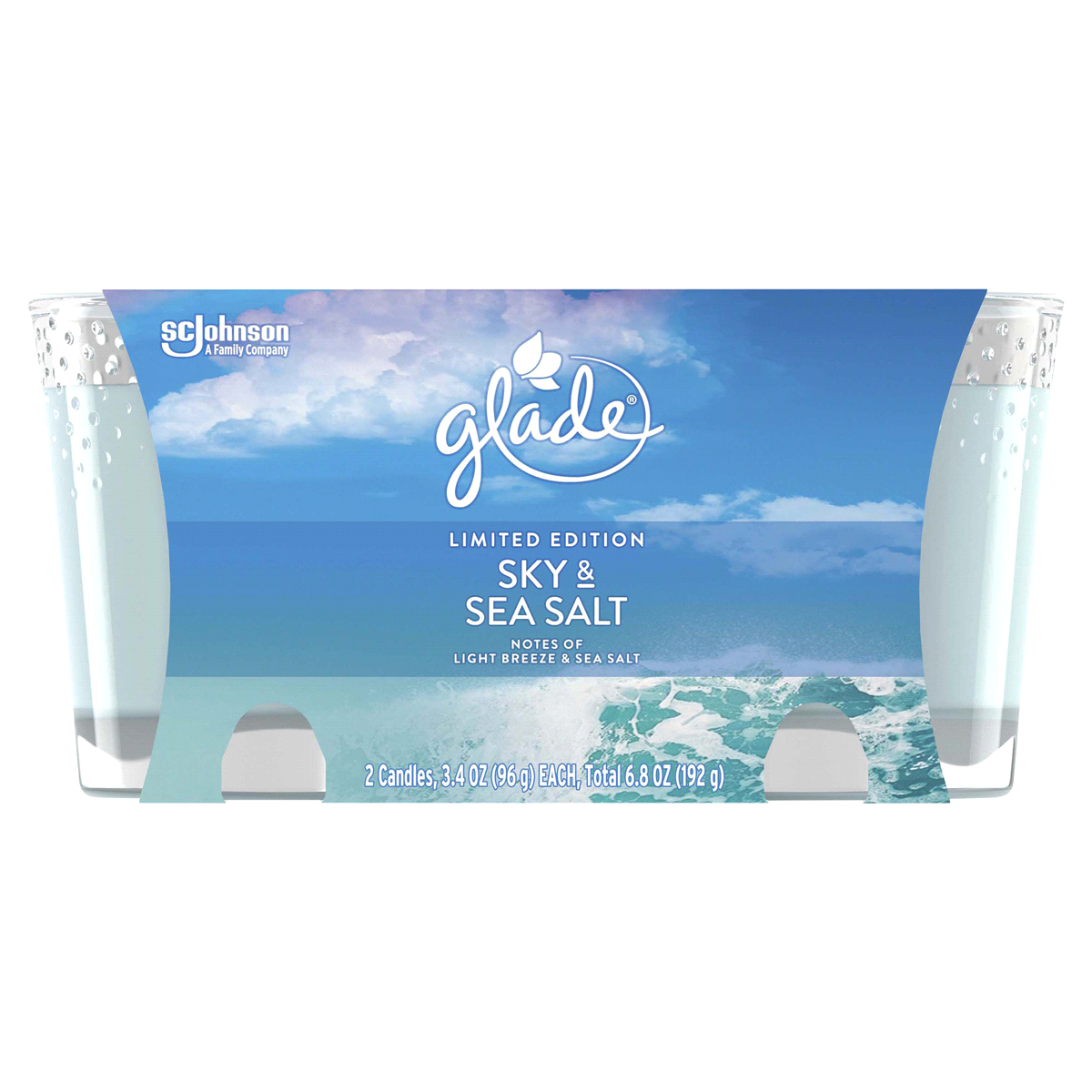 slide 1 of 1, Glade Sky & Sea Salt Twin Pack Candles, 2 ct