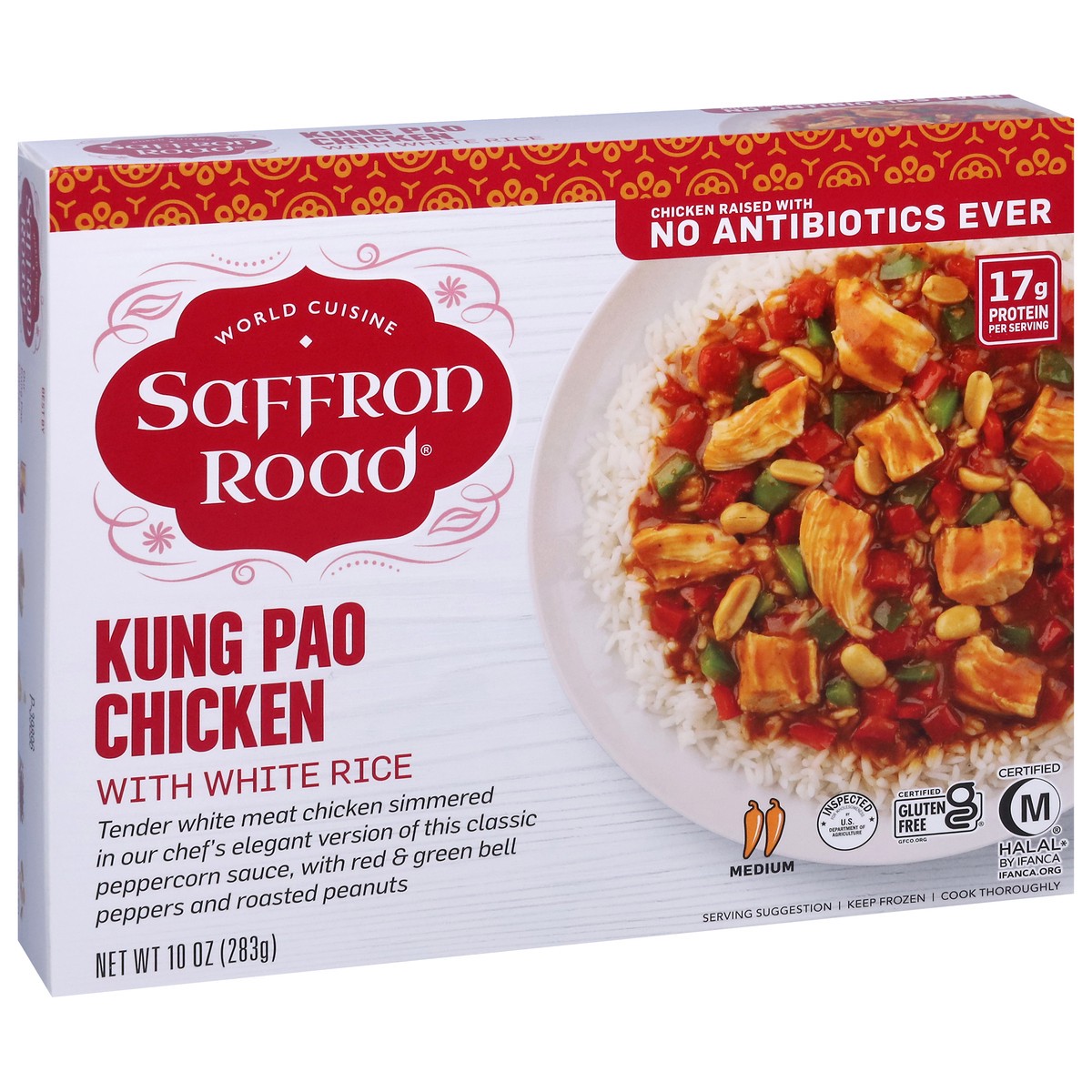 slide 2 of 9, Saffron Road Medium Kung Po Chicken with White Rice 10 oz, 10 oz