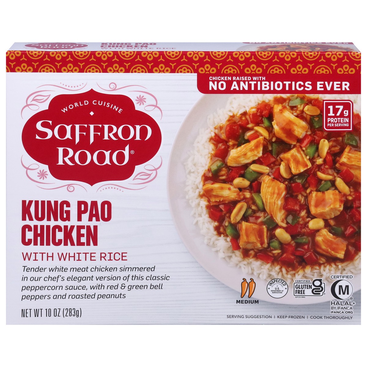 slide 1 of 9, Saffron Road Medium Kung Po Chicken with White Rice 10 oz, 10 oz