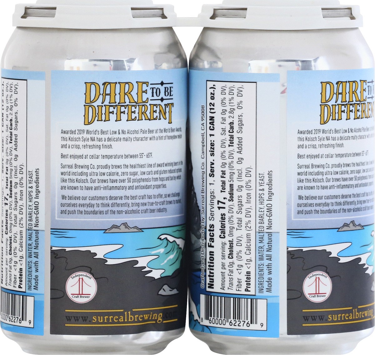 slide 5 of 9, Surreal Brewing Kolsch Style Natural Bridges Malt Beverage 4 ea, 4 ct; 12 oz