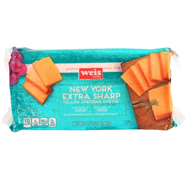 slide 1 of 1, New York Extra Sharp Yellow Cheddar Bar Cheese, 32 oz