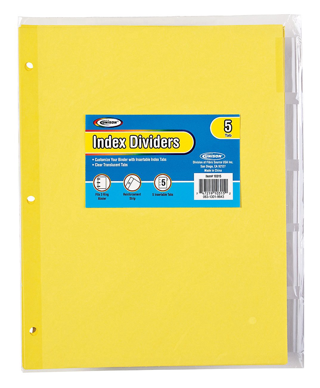 slide 1 of 1, Unison Clear 5 Tab Index Dividers, 1 ct