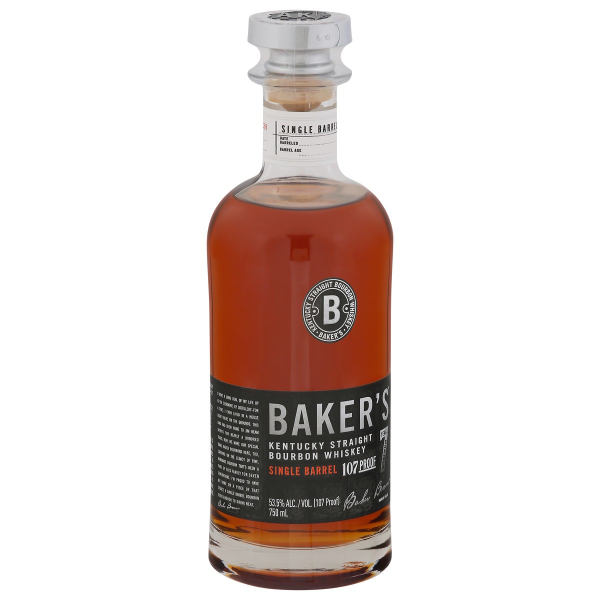 slide 7 of 9, Baker's 7 Year Old Kentucky Straight 107 Proof Bourbon Whiskey 750 ml, 750 ml