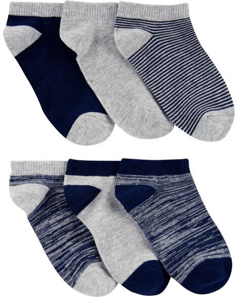slide 1 of 1, Carter's Carters Kid 6-Pack Ankle Socks Grey 8-14, 1 ct