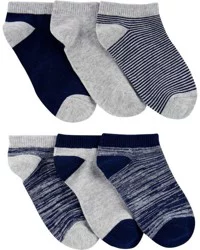 Carter's Carters Kid 6-Pack Ankle Socks Grey 8-14
