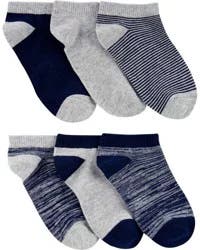 Carter's Carters Kid 6-Pack Ankle Socks Grey 8-14