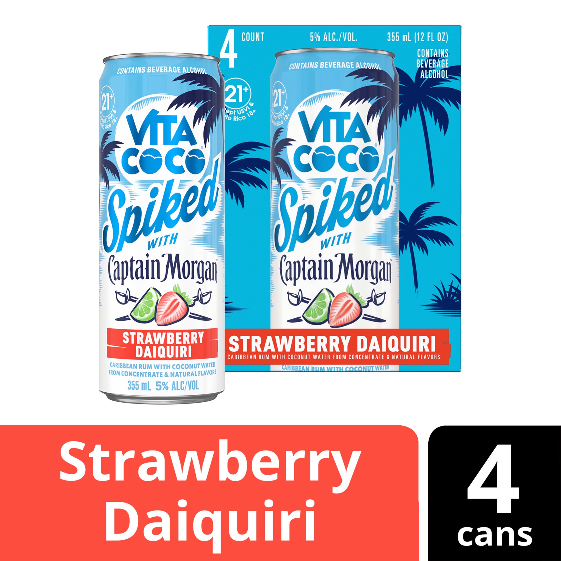 slide 1 of 7, Vita Coco Lime Mojito Captain Morgan Spicked, 4 ct; 12 oz