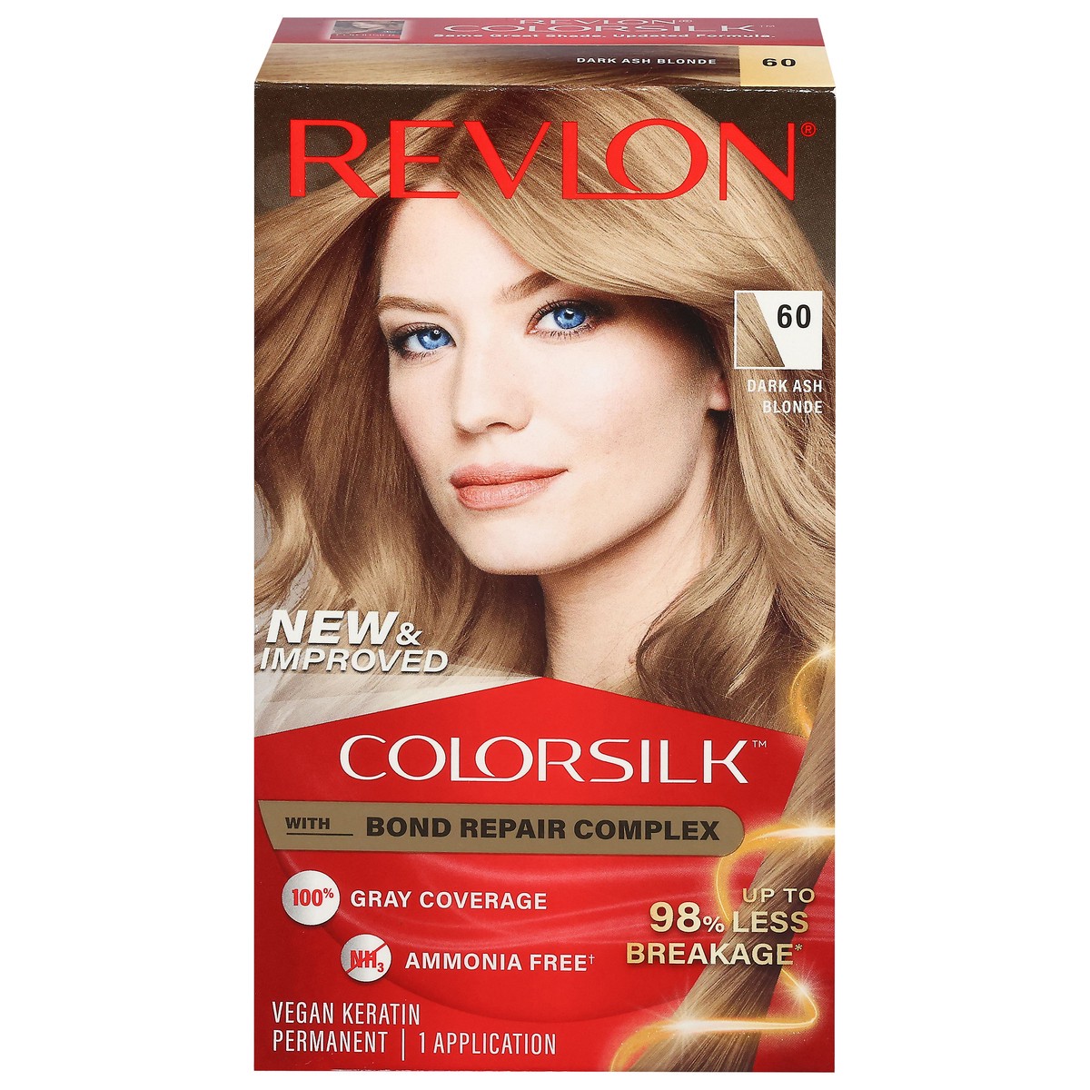 slide 1 of 9, Revlon Colorsilk 60 Dark Ash Blonde Vegan Keratin Permanent Hair Color 1 Each, 1 ct