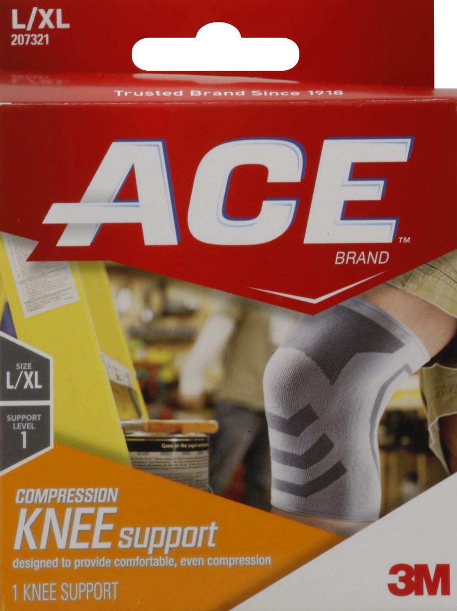 slide 4 of 4, ACE Brand Compression Knee Support, Large/Extra Large - White/Gray, 0.1154 lb