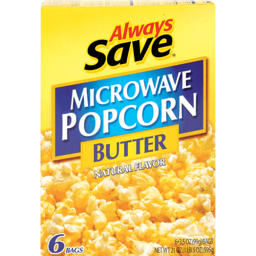 slide 1 of 1, Always Save Microwave Popcorn Butter, 6 ct