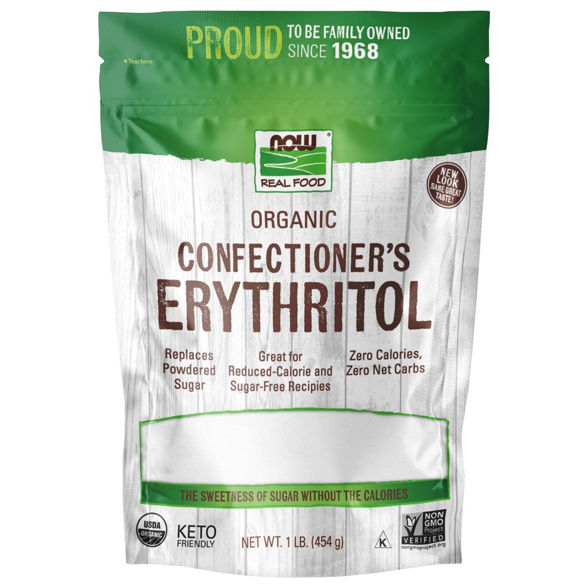 slide 1 of 7, NOW Real Food Confectioner's Erythritol, Organic Powder - 1 lb., 1 lb