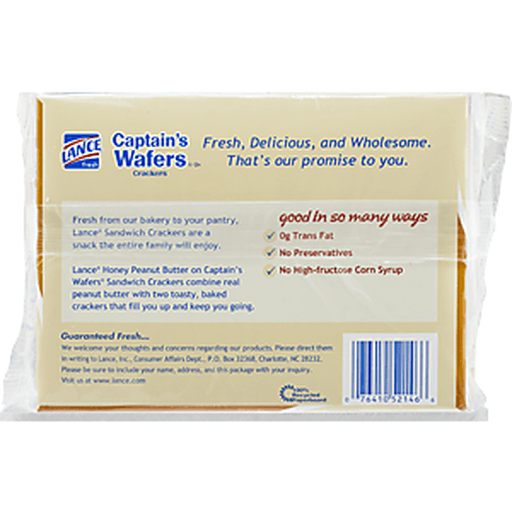 slide 8 of 10, Lance Captain's Wafers Peanut Butter & Honey Sandwich Crackers, 8 ct