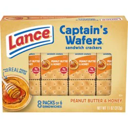 Lance Sandwich Crackers, Captain's Wafers Peanut Butter and Honey, 8 Packs, 6 Sandwiches Each