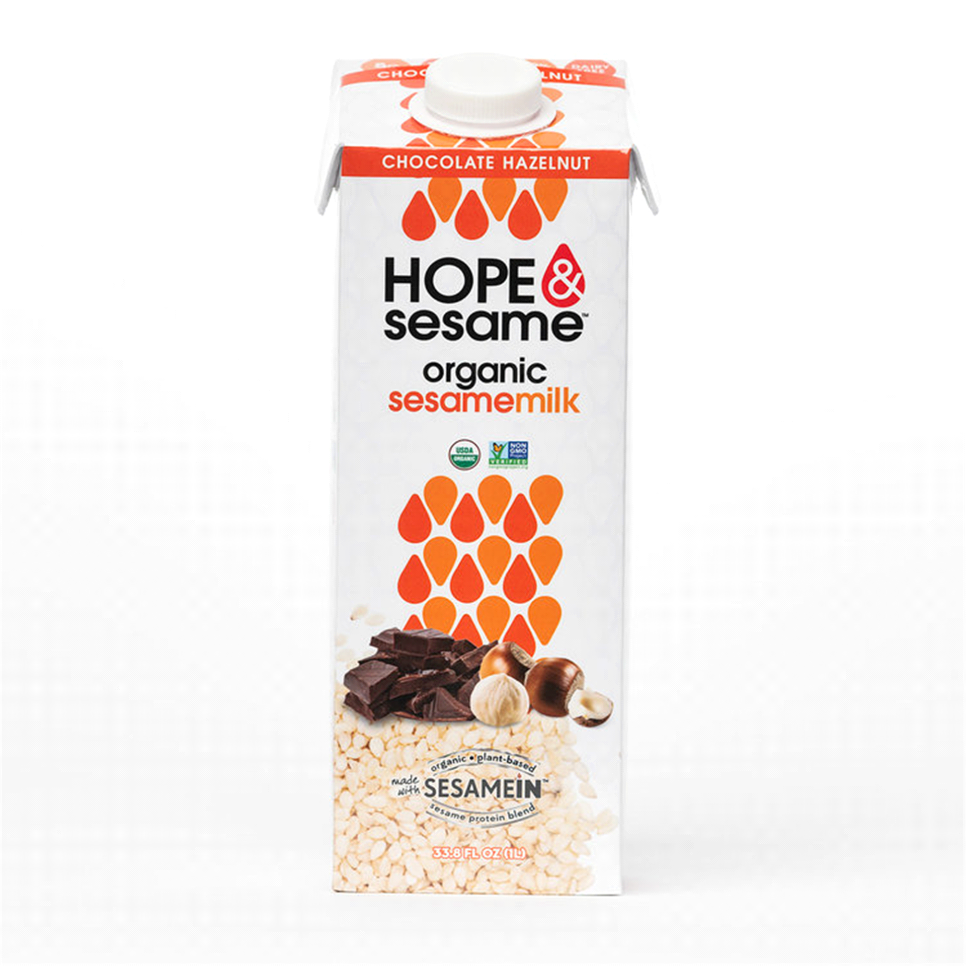 slide 1 of 1, Hope & Sesame Chocolate Hazelnut Organic Sesame Milk, 33.8 oz