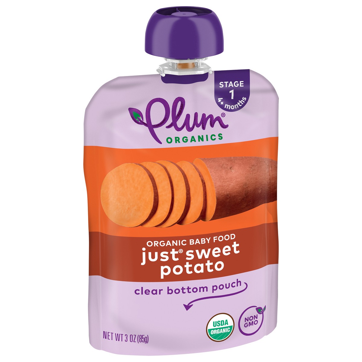 slide 9 of 9, Plum Organics Just Sweet Potato Stage 1 Organic Baby Food 3oz Pouch, 3 oz