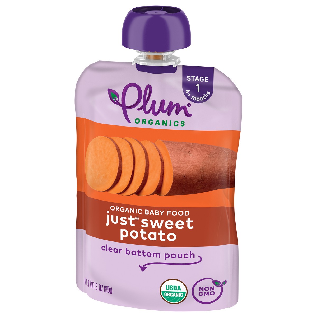 slide 8 of 9, Plum Organics Just Sweet Potato Stage 1 Organic Baby Food 3oz Pouch, 3 oz