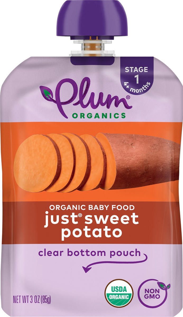 slide 3 of 9, Plum Organics Just Sweet Potato Stage 1 Organic Baby Food 3oz Pouch, 3 oz