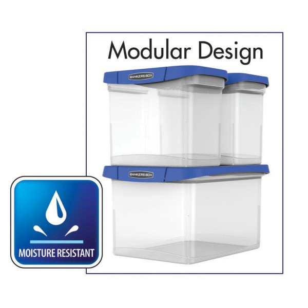 slide 7 of 9, Bankers Box Heavy-Duty Plastic Portable File Box, Letter/Legal, Clear/Blue, 1 ct