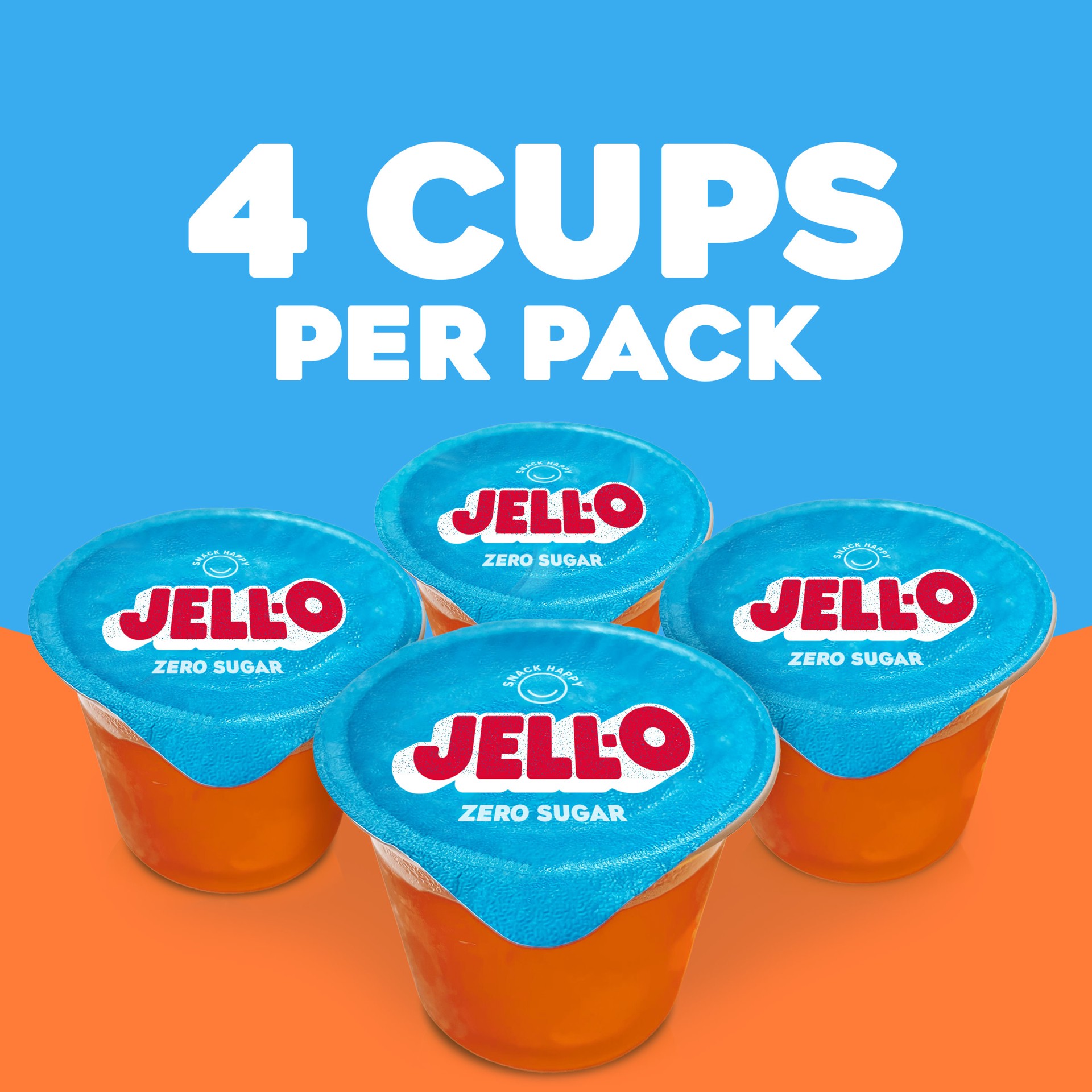 slide 5 of 5, Jell-O Orange Artificially Flavored Zero Sugar Ready-to-Eat Gelatin Snack Cups, 4 ct Cups, 4 ct