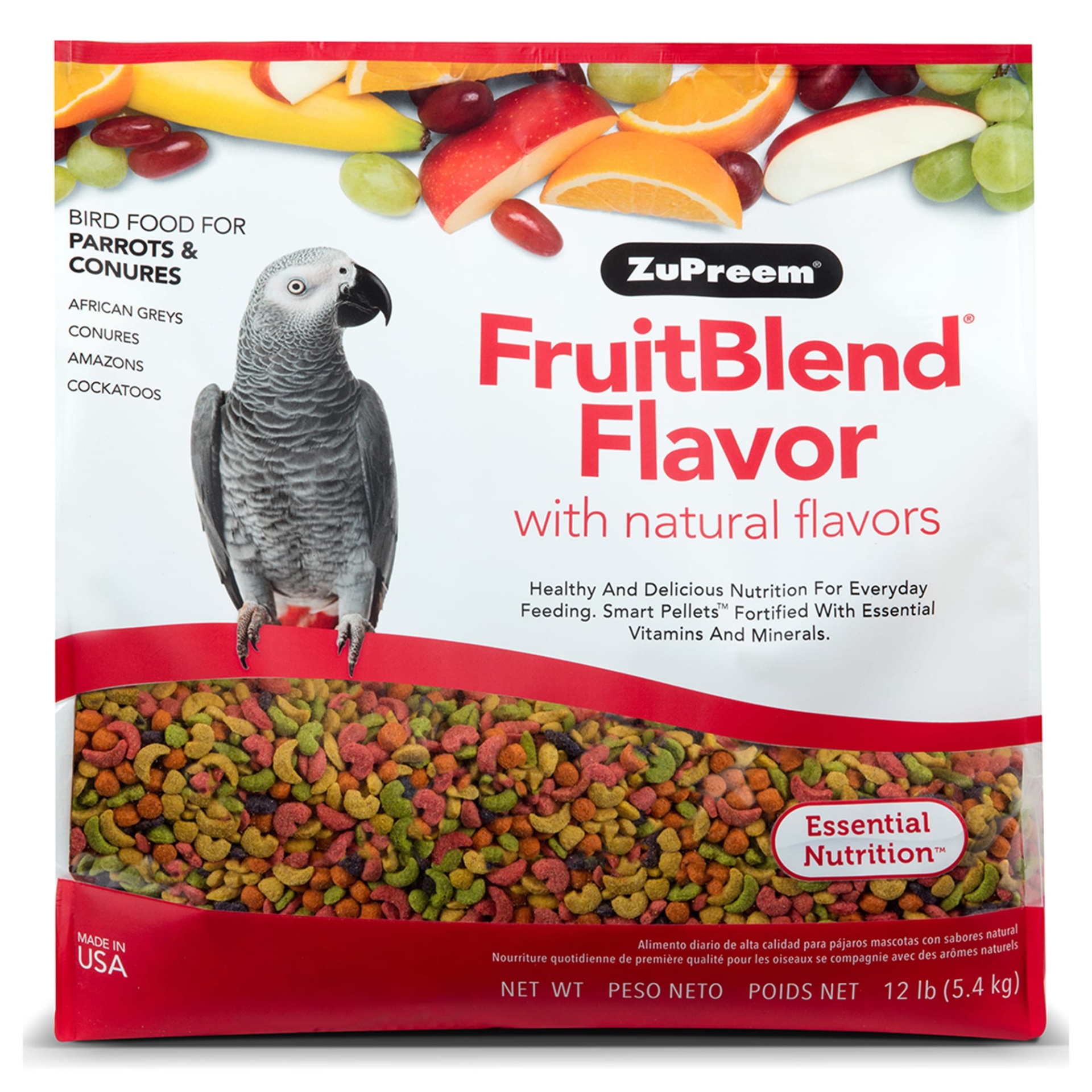 slide 1 of 1, ZuPreem AvianMaintenance FruitBlend Premium Bird Diet for Medium & Large Birds, 12 lb