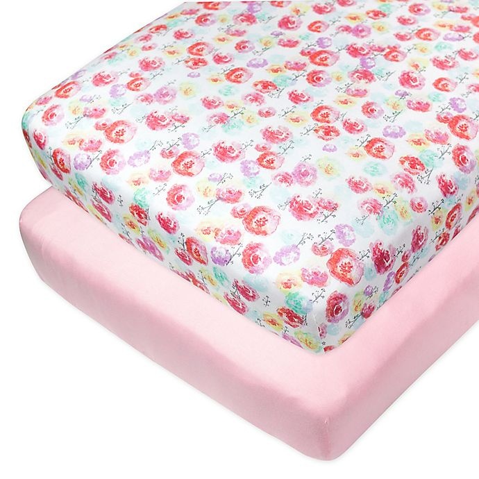 slide 1 of 3, The Honest Company Rose Blossom Organic Cotton Fitted Crib Sheets, 2 ct