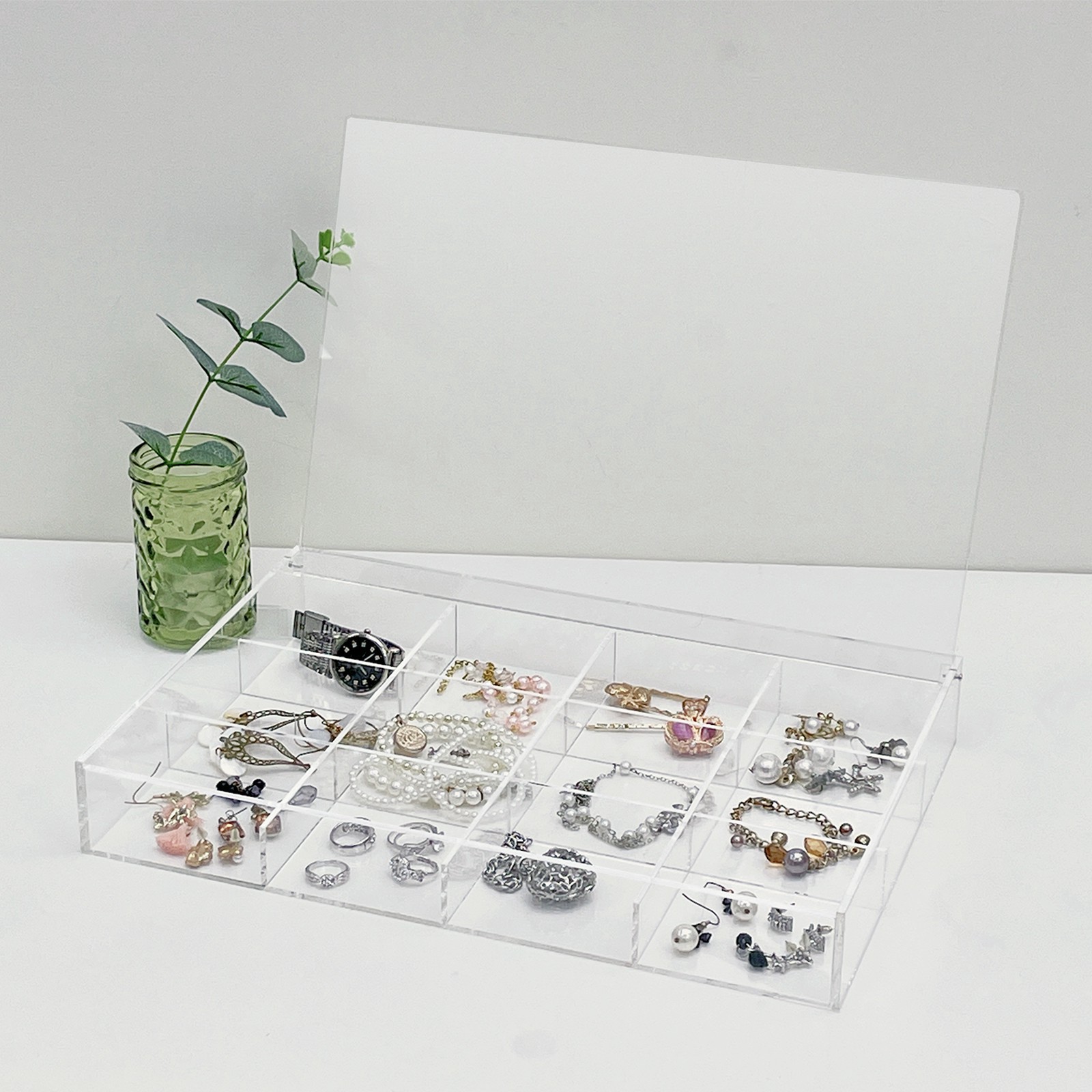 slide 3 of 4, 13.6" Clear 12-Compartment Divided Tray With Lid By Bead Landing, 14 in x 9 in x 2 in