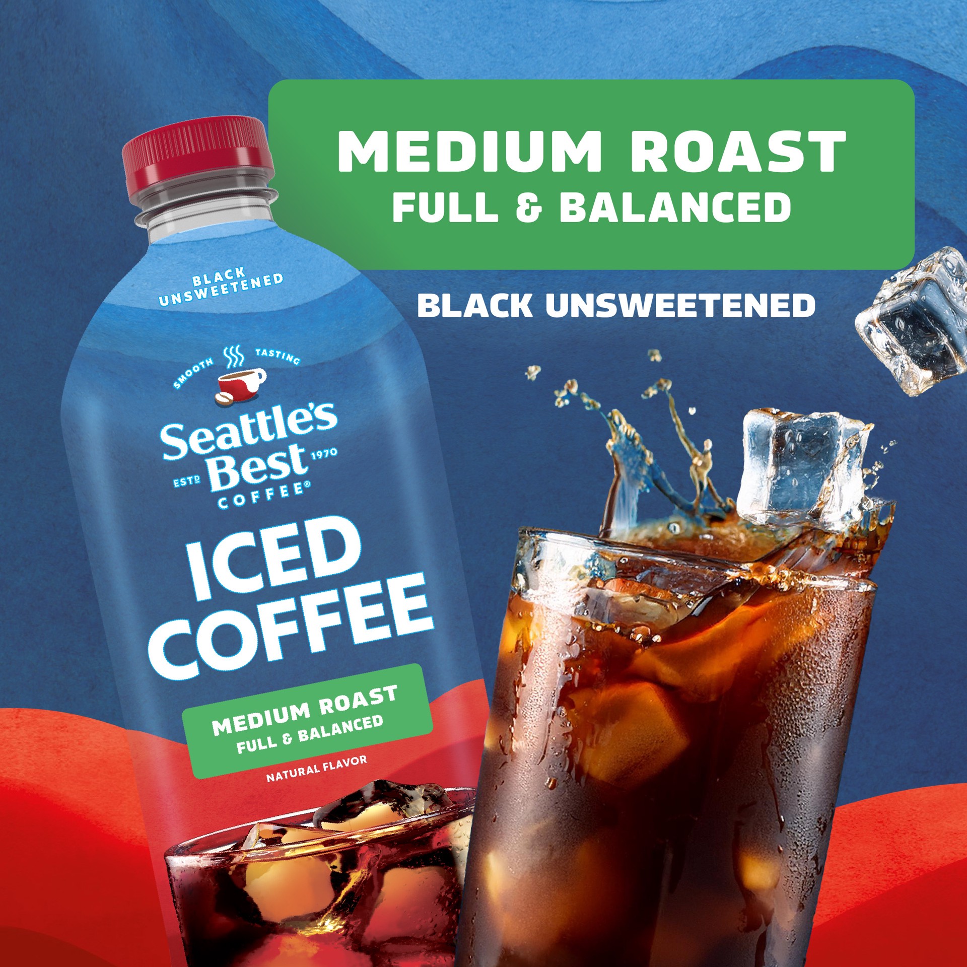 slide 3 of 7, Seattle's Best Coffee Seattle’s Best Coffee Black Unsweetened Medium Roast Iced Coffee 48oz, 48 fl oz