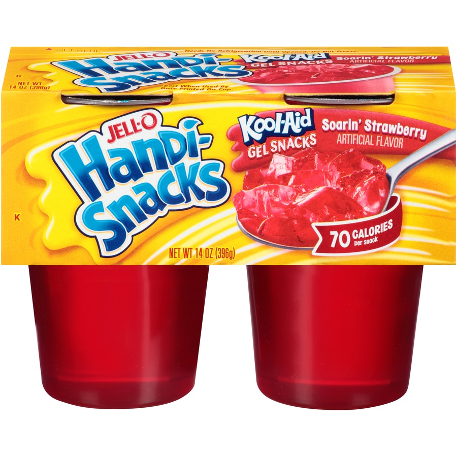 slide 1 of 7, Jell-O Gel Snacks, Kool-Aid, Soarin' Strawberry, 4 ct; 14 oz