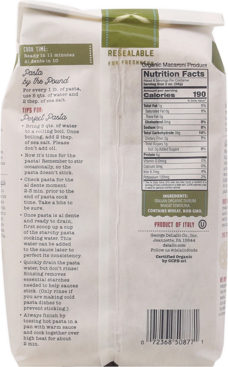 slide 4 of 13, Delallo Organic Penne Receta, 16 oz