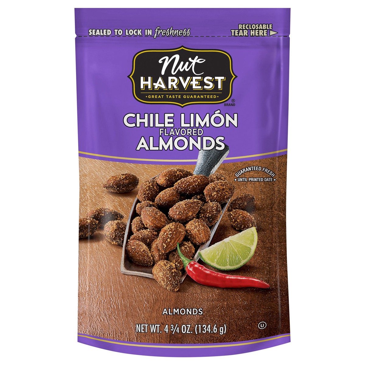 slide 1 of 8, Nut Harvest Almonds Chile Limon Flavored 4 3/4 Oz, 4.75 oz