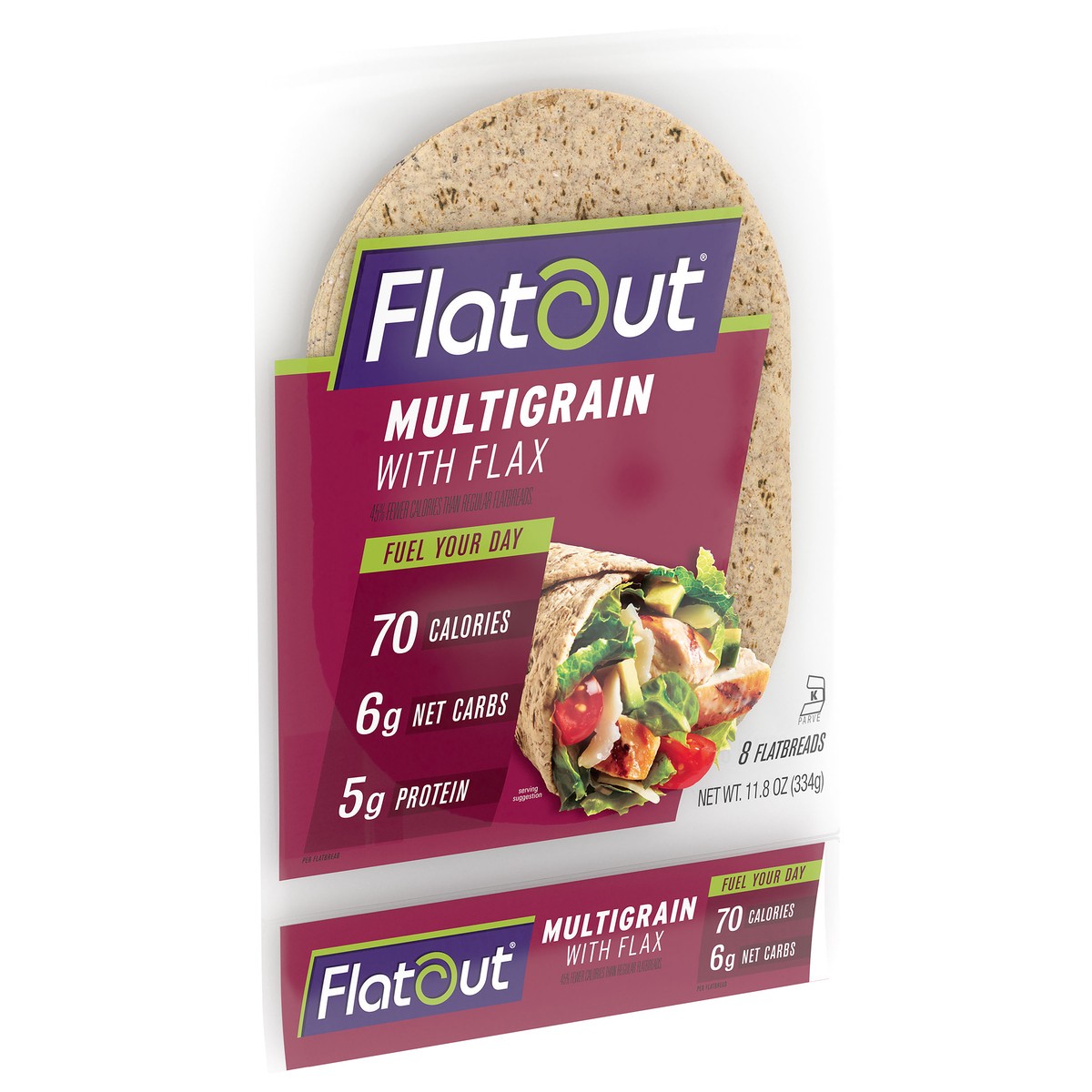 slide 3 of 9, Flatout Multigrain with Flax Flatbread Wraps 8 ct,11.8 oz., 11.8 oz