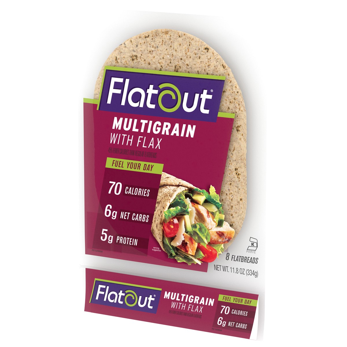 slide 4 of 9, Flatout Multigrain with Flax Flatbread Wraps 8 ct,11.8 oz., 11.8 oz