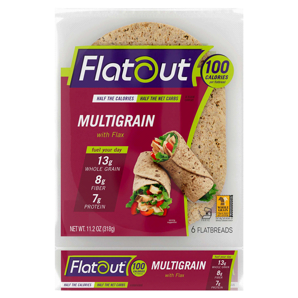 slide 1 of 1, Flatout Multi-Grain Flatbread With Flax, 6 ct; 11.2 oz