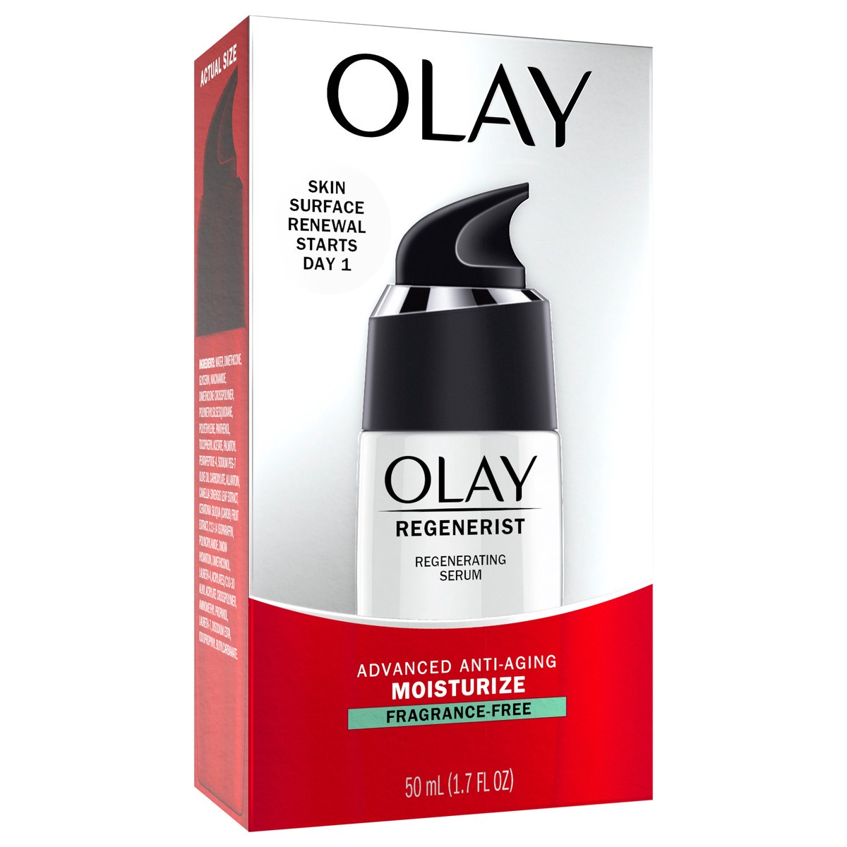 slide 12 of 13, Olay Regenerist Regenerating Serum, Fragrance-Free, Light Gel Face Moisturizer, 1.7 fl oz, 1.7 fl oz