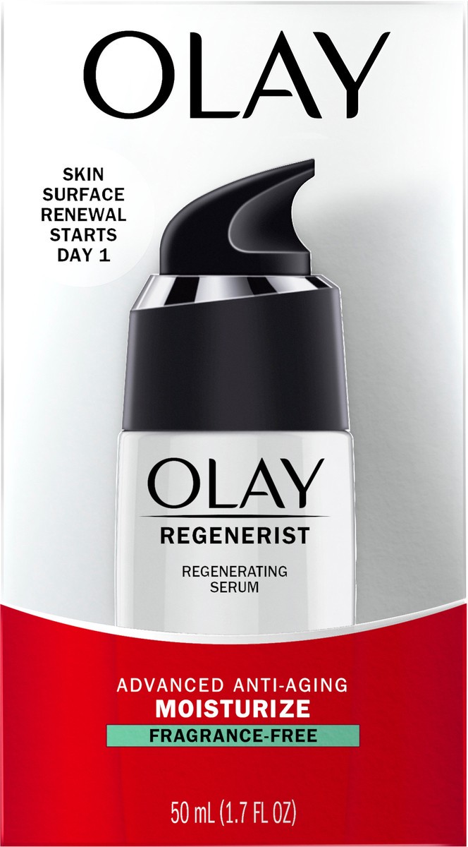 slide 11 of 13, Olay Regenerist Regenerating Serum, Fragrance-Free, Light Gel Face Moisturizer, 1.7 fl oz, 1.7 fl oz